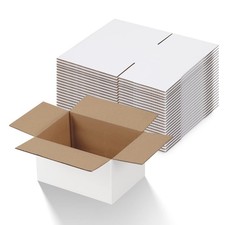 7x5x4 Inches Shipping Boxes Pack of 25, White Cardboard Corrugated Box for Ma...