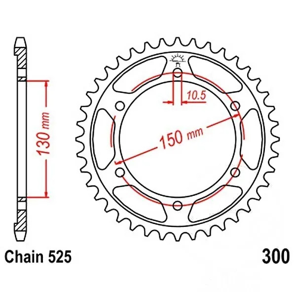 Kettenrad Stahl 47-ZäHne 525-Teilung FüR Yamaha FZ8 800 S Fazer Bj. 2010-2015-image