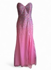 Pink Beaded Strapless Formal Dress Homecoming Prom Formal Sweetheart Gown Size 4