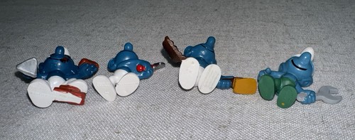 Lotto 8 Puffi Vintage Anni 80 PVC Costruzione Pratica Pulizia Peyo Schleich - Foto 14 di 15