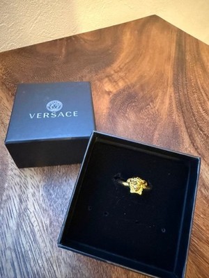 Gebrauchter Versace Medusa Ring Größe JP #9 / US #5 Gold mit Box für Herren Schmuck
