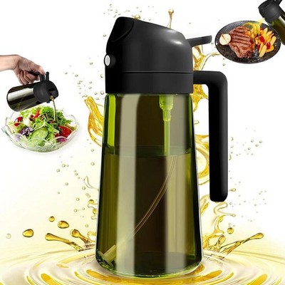 470ML Dark Green Olive Oil Sprayer Bottle 2-in-1 Cooking Oil Dispenser