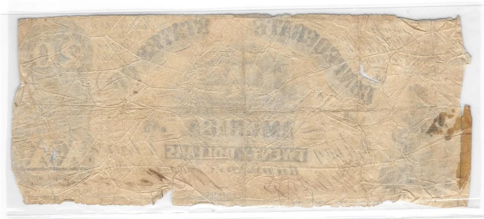 T-18 1861 $20 Confederate Currency Real Civil War Money CSA Note Sailing Ship - Image 2 of 2