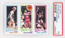 Larry Bird Magic Johnson Julius Erving 1980 Topps Scoring Leader Card (PSA 7)(C)