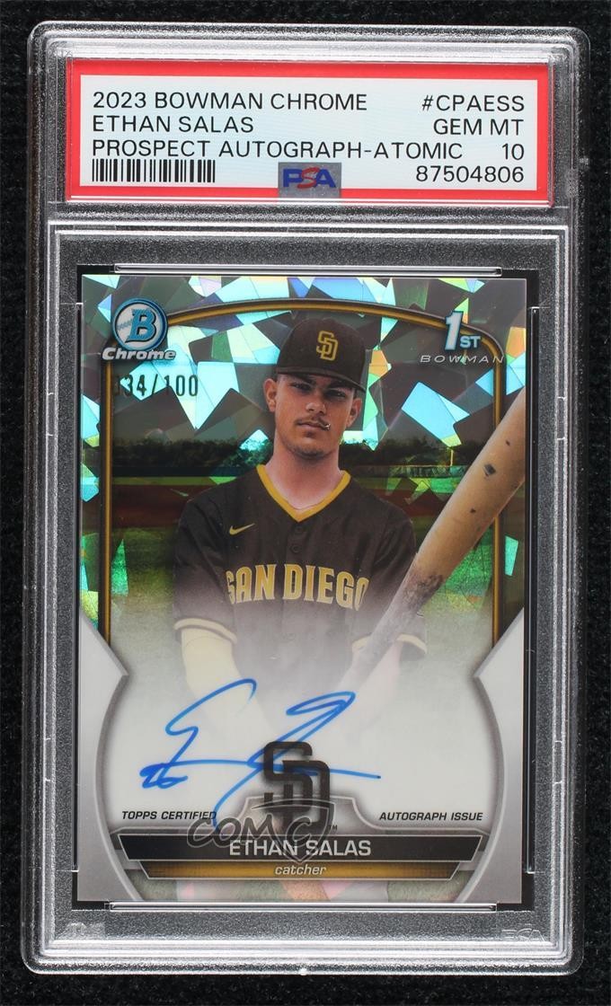 その他 Bowman Chrome Ethan Salas patch Auto 2023 Bowman Chrome Prospect Atomic Refractor 34/100 Ethan Salas
