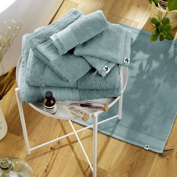 Tapis de bain 50x70 cm GARANCE Bleu glacier 100% coton éponge doux - 2