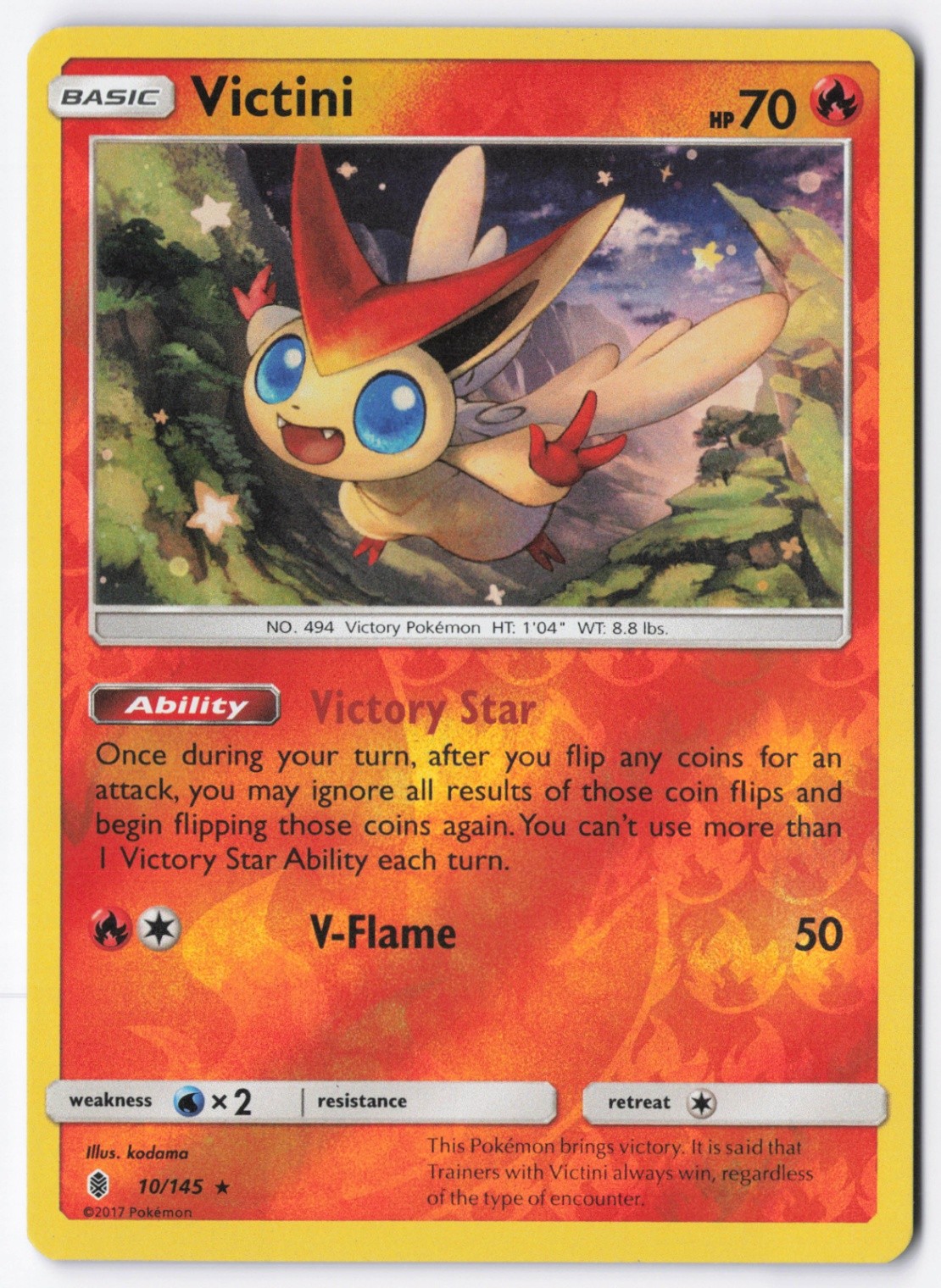 Victini Reverse Holofoil Holo Rare SM - Guardians Rising 10/145 NM