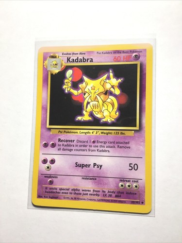 KADABRA - 32/102 - Base Set - ALBINO PINK INK BORDER ERROR - Pokemon ...