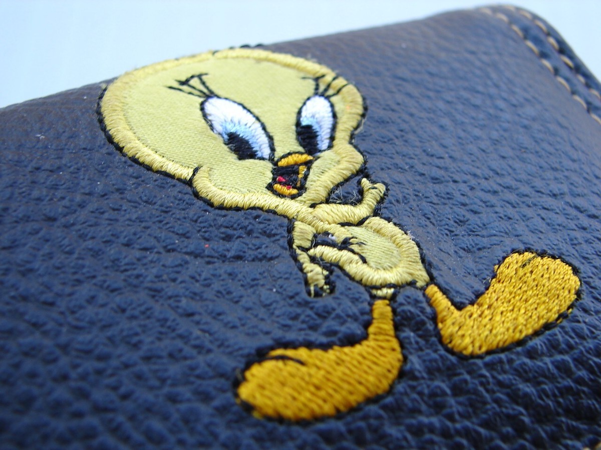 Vintage 1999 Looney Tunes Trifold Wallet Tweety Bird Black Mint