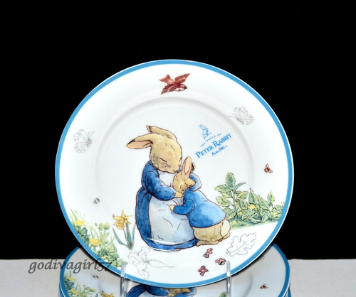 Zrike, Beatrix Potter, Peter Rabbit * 4 SALAD DESSERT PLATES * Easter ...