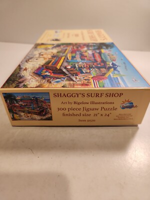 SUNSOUT Shaggy's Surf Shop 300-Piece Jigsaw Puzzle - 21x24 Inch Beach Art By Bigelow Illustrations