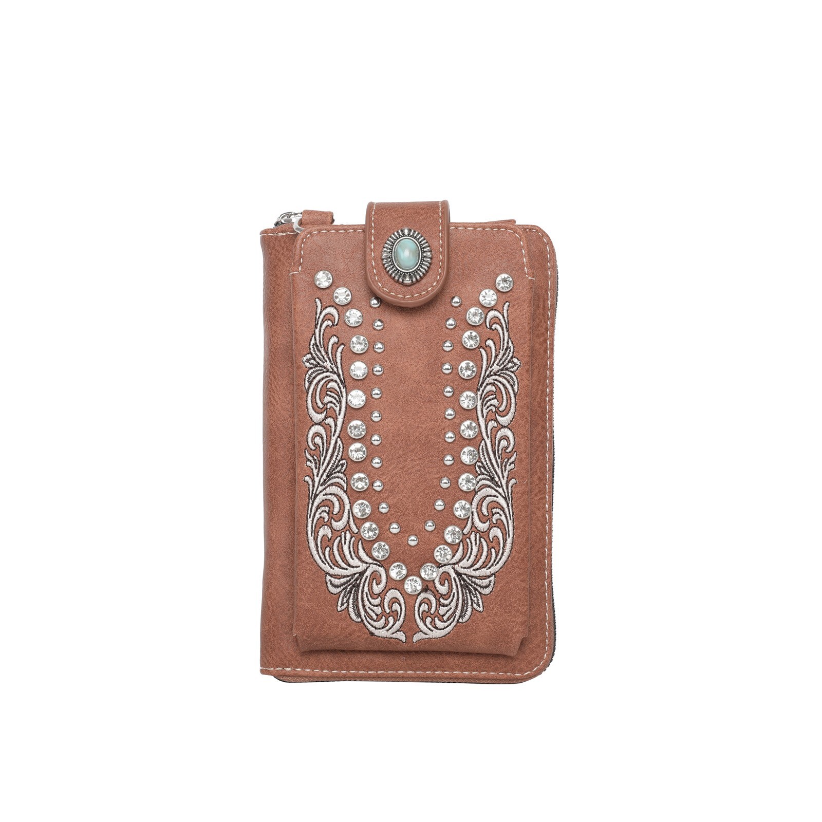 American Bling Embossed Collection Western Style Crossbody Wallet Purse