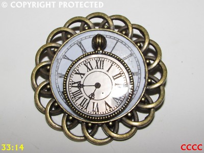 Steampunk Gothic Brosche Anstecker Pin Uhr Uhr Double Time 