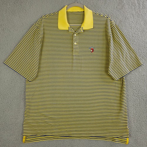 Ralph Lauren Polo Golf Shirt Mens M Yellow Blue Striped Gasparilla Inn Club Boca - Picture 2 of 10
