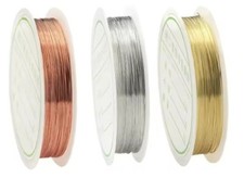 Silver Gold Copper Plated Beading Wire Jewellery Making Supplies 0.3mm 0.4mm