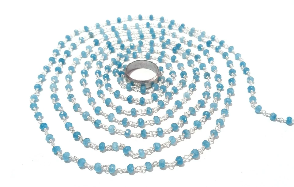 Apatite Calcedonio 4-4,5 mm 3 piedi perline rosario catena di perline filo pl... - Immagine 2 di 4