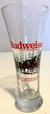 BUDWEISER "King of Beers" Tall Beer Glass Clydesdales Horses 12 oz  Pilsner