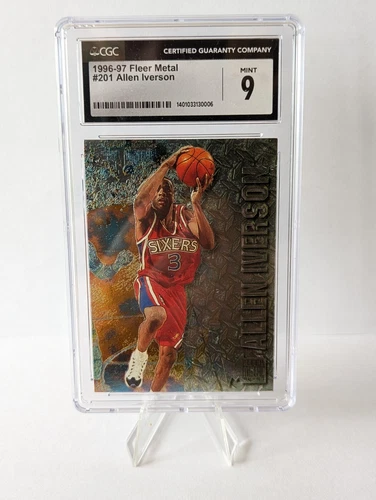 ALLEN IVERSON 1996-1997 Fleer Metal ROOKIE Card #201 96 GRADED CGC Grade 9 MINT