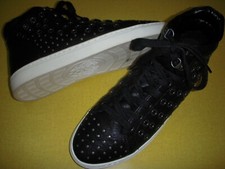 Vince Camuto Bestinda Leather Studded Lace-Up Sneakers Women's 7 M Black 7M