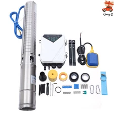 4" 2HP 110V DC Deep Bore Well Solar Water Pump Submersible MPPT Controller Kit