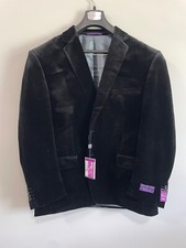 VINCI Men's Black Velvet 2-Button Reg Fit Dinner Sports Coat Jacket Size 3XL