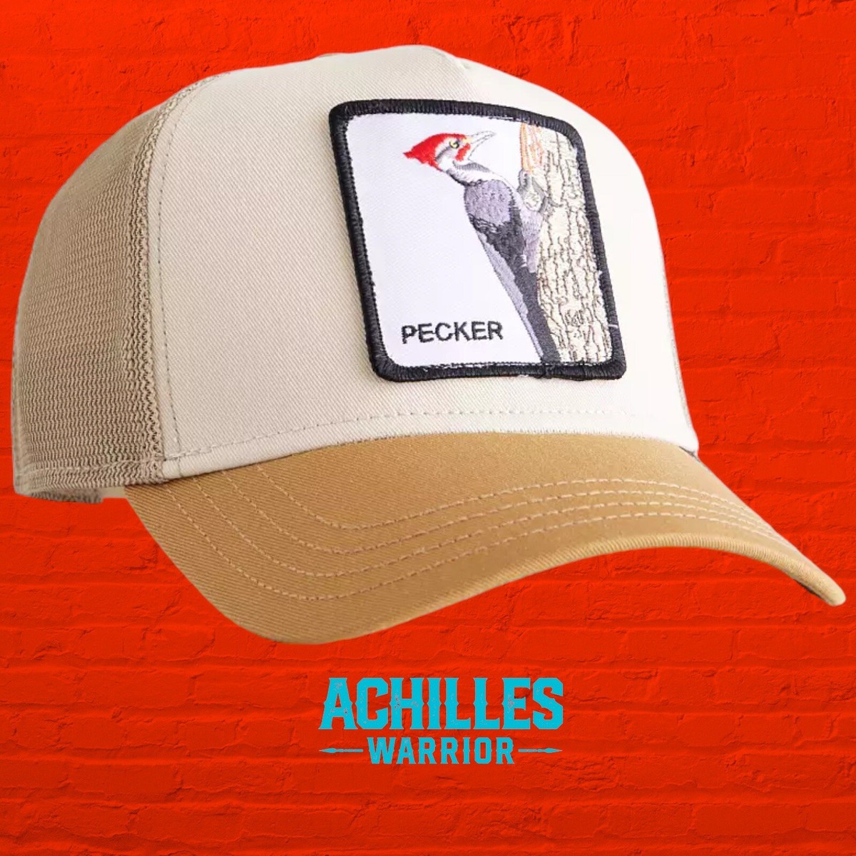 Goorin Bros Orange Cap with Bird Patch Goorin Bros Pterosaurs Over It Patch The Farm Trucker Hat  main image 4