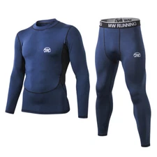 Mens Thermal Underwear Set Fleece Lined Long Johns Base Layer Outdoor Sports US