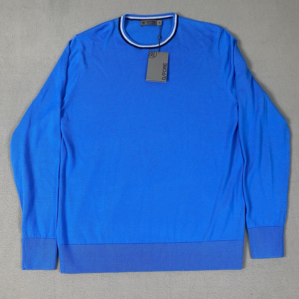 NWT G/Fore Cerul Blue 100% Wool Long Sleeve Crewneck Sweater