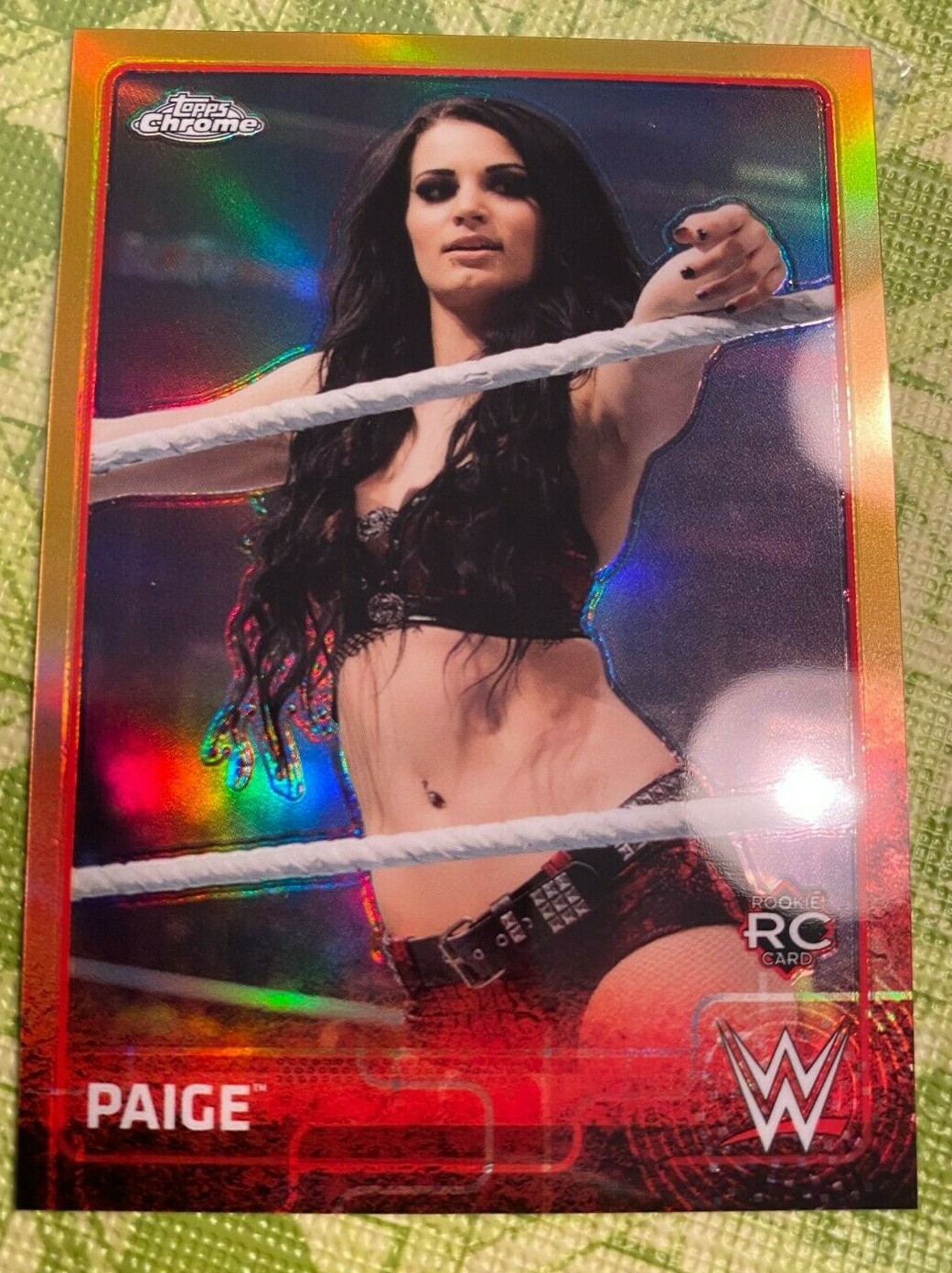 2015 Topps Chrome WWE Paige Gold Refractor RC - #46/50