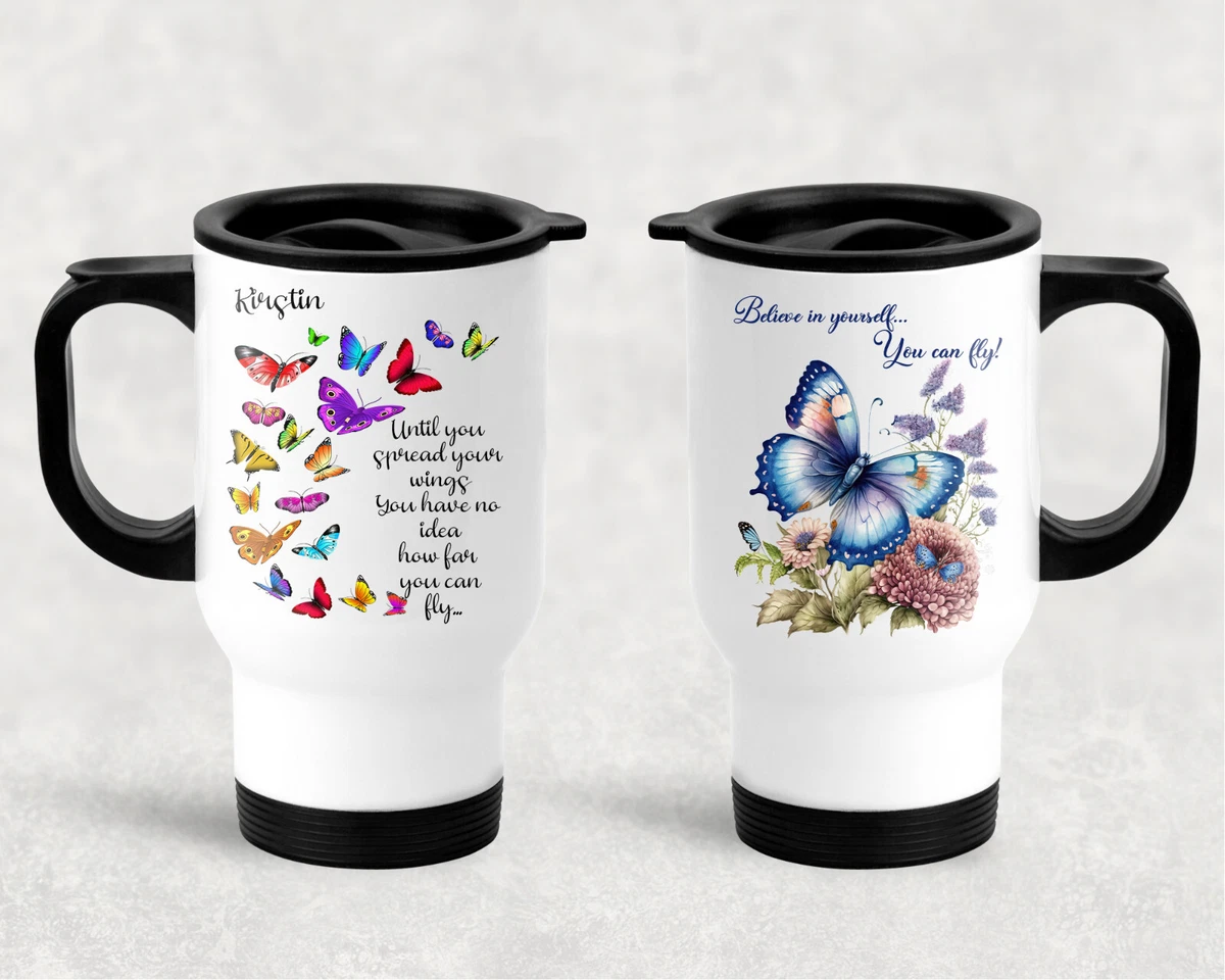 Lovely Butterfly Thermal Travel Mugs Personalised Gift 4 Designs