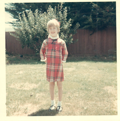 1960s Girl Posing in Christmas Dress in Backyard Vintage Photo | eBay