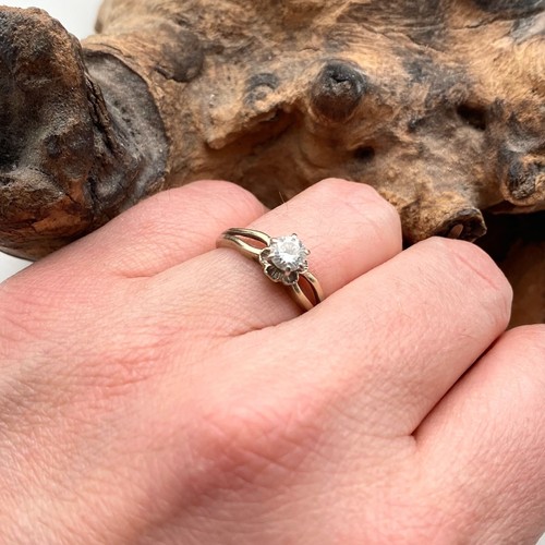 Vintage 1950s Signed "PB 14KT" Rose Gold Diamond Engagement Ring (Size 7) (R99G) - Bild 2 von 10