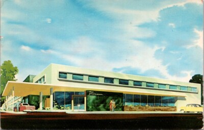 Lubbock TX Plainsman Hotel Artist Rendering 1950s Autos Texas postcard CQ1