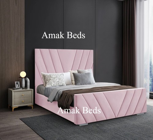 Designer Plush Velvet Sunrise Bed With/Without Ottoman Gaslift Storage. - Picture 5 of 13