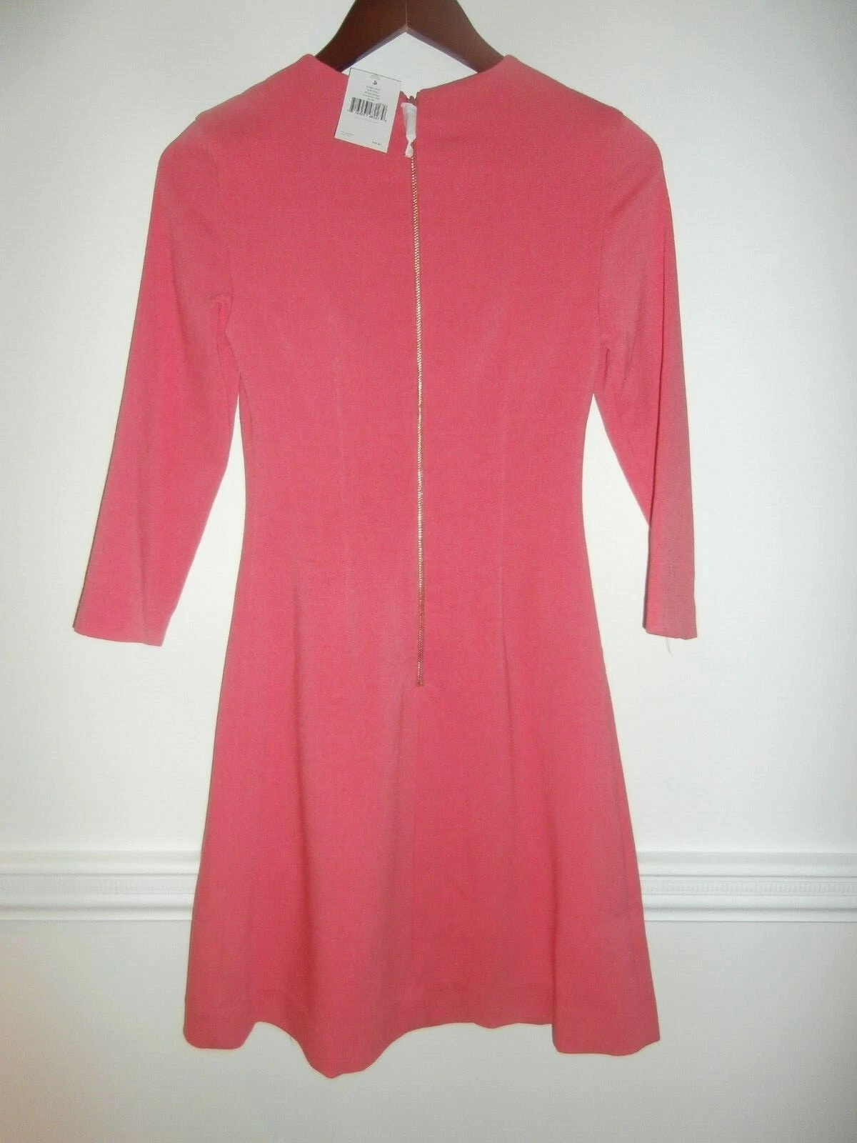 KATE SPADE Peach Zipper Long Sleeve Dress 00 NWT $398