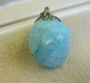 Vintage Handmade Western Light Blue Hemimorphite Drop Dangle Pendant
