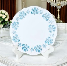 Aynsley England Blue Floral Gold Trim Scalloped Bone China 9” Dinner Plate