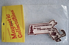 Vtg"Massachusetts" State Map Rubber Fridge "Magnetic Collectables" made in USA