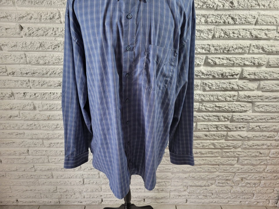 Arrow Mens Shirt 3XL Long Sleeve Blue Plaid Collar Button Up Pocket Comfy Casual - Image 4 of 4