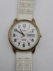 Timex Vintage Easy Reader Gold Tone White Band New Battery Working