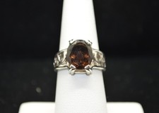 Sterling Silver Ring w/ Large Reddish-Brown Stone SZ 7 FMF250