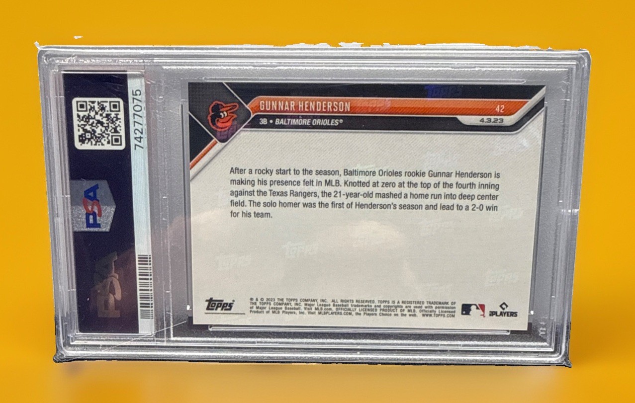 2023 Topps Now GUNNAR HENDERSON #42 - Baltimore ORIOLES - RC - psa-9 view 2