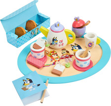 Wooden Tea Party Set, 18-Piece Toy Tea Set for Toddlers Includes Tray