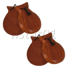 2 Pair Mahogany Castanets Hand Clappers for Music Home Family Gathering Party