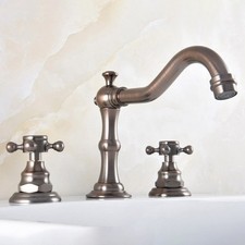 Brown Copper Widespread Bathroom Sink Faucet 2 Handle 3 Hole Vanity Mixer Tap