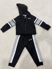 Nike - Toddler 24m Black / Grey/ White Zip Hooded Track Set Jacket and Pants