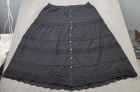 Gap Maxi Skirt Womens XL Black Tiered Eyelet Lace Trim Casual Boho Button Front