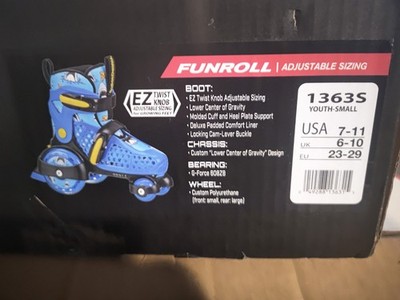 New Roller Derby Adjustable FunRoll Kids Skates Youth Medium size 11-2.  1363M