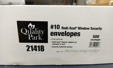 Quality Park Redi Seal Envelope Security #10 4 1/8 x 9 1/2 Window White 500/Box