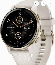 Garmin Venu 2 Plus Smartwatch 42mm Gold Stainless Steel Case White Silicone Band
